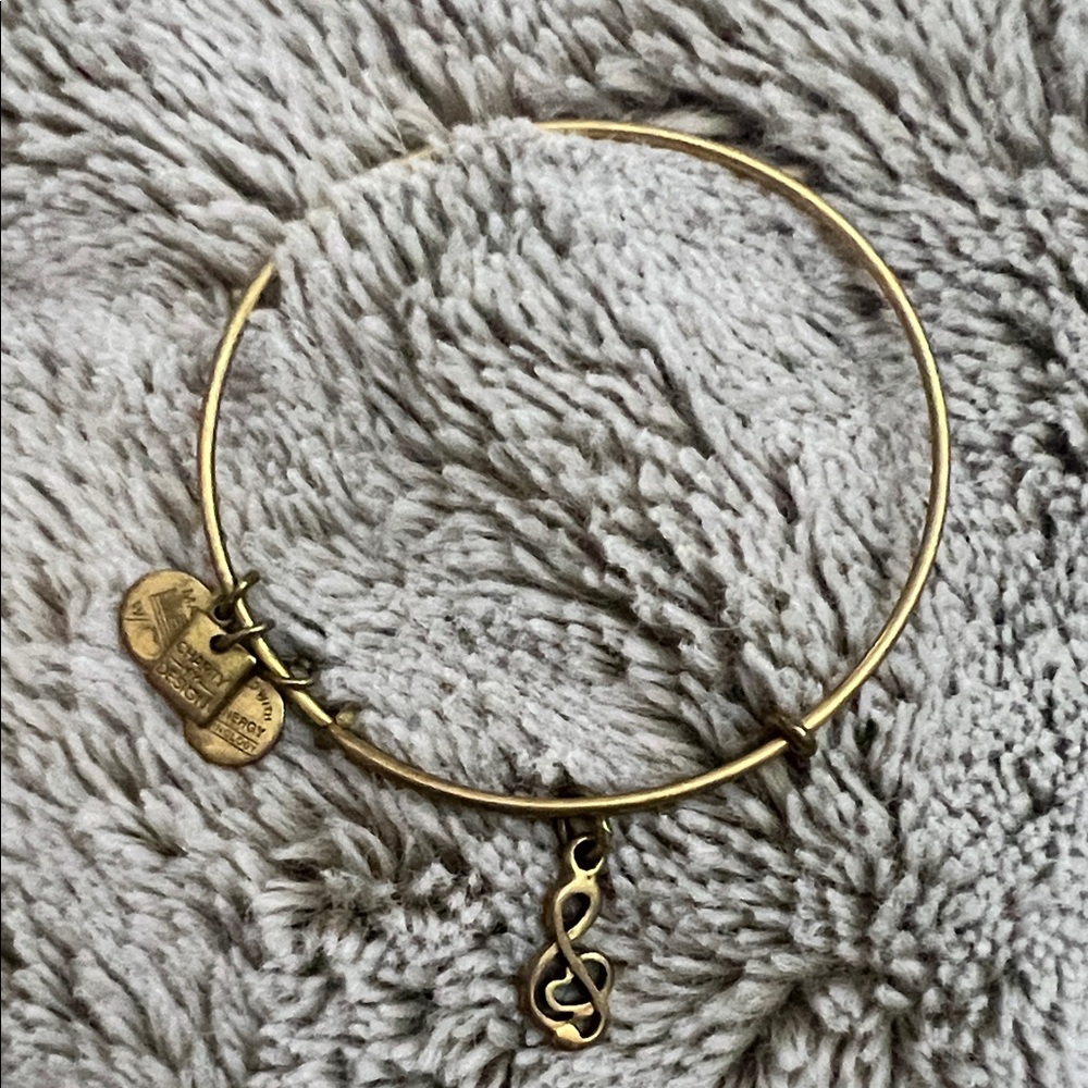 Alex and Ani Gold Treble Clef Charm Bracelet with Expandable Wire